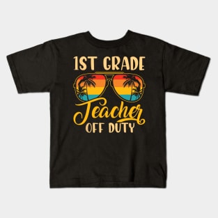 Vintage 1st Grade Teacher Off Duty Last Day Of School Summer Kids T-Shirt